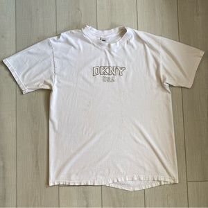 Y2K DKNY White Graphic Tee